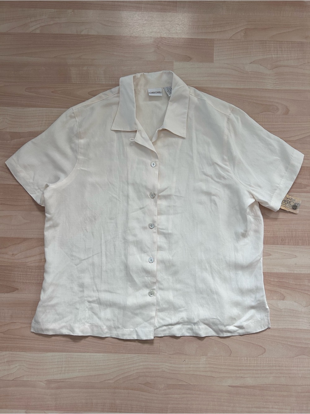 Light Cream Linen / Cotton blend button up